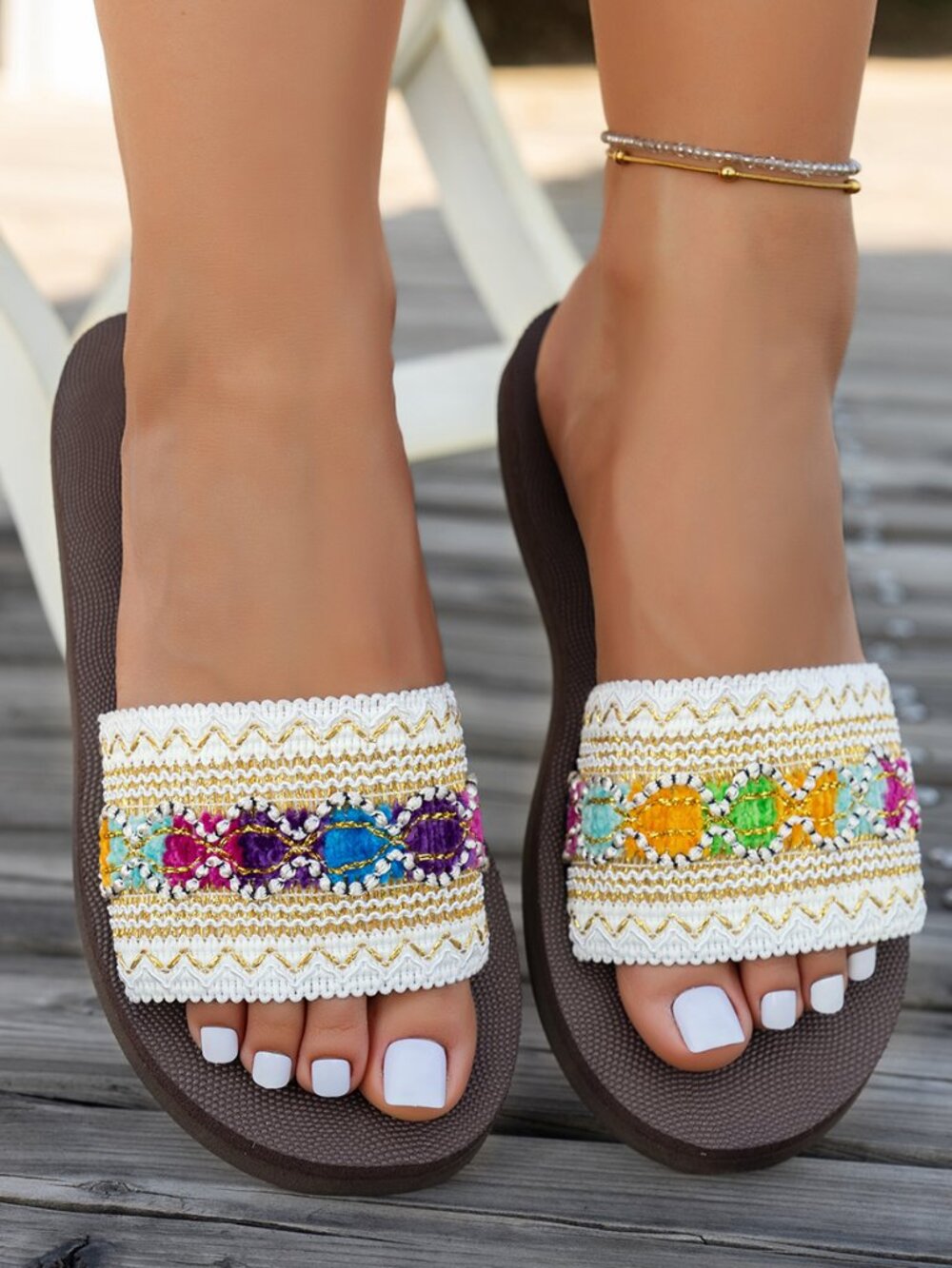 Unbranded Lace Embroidered Bohemian Sandals Sz 36 US 6 NEW